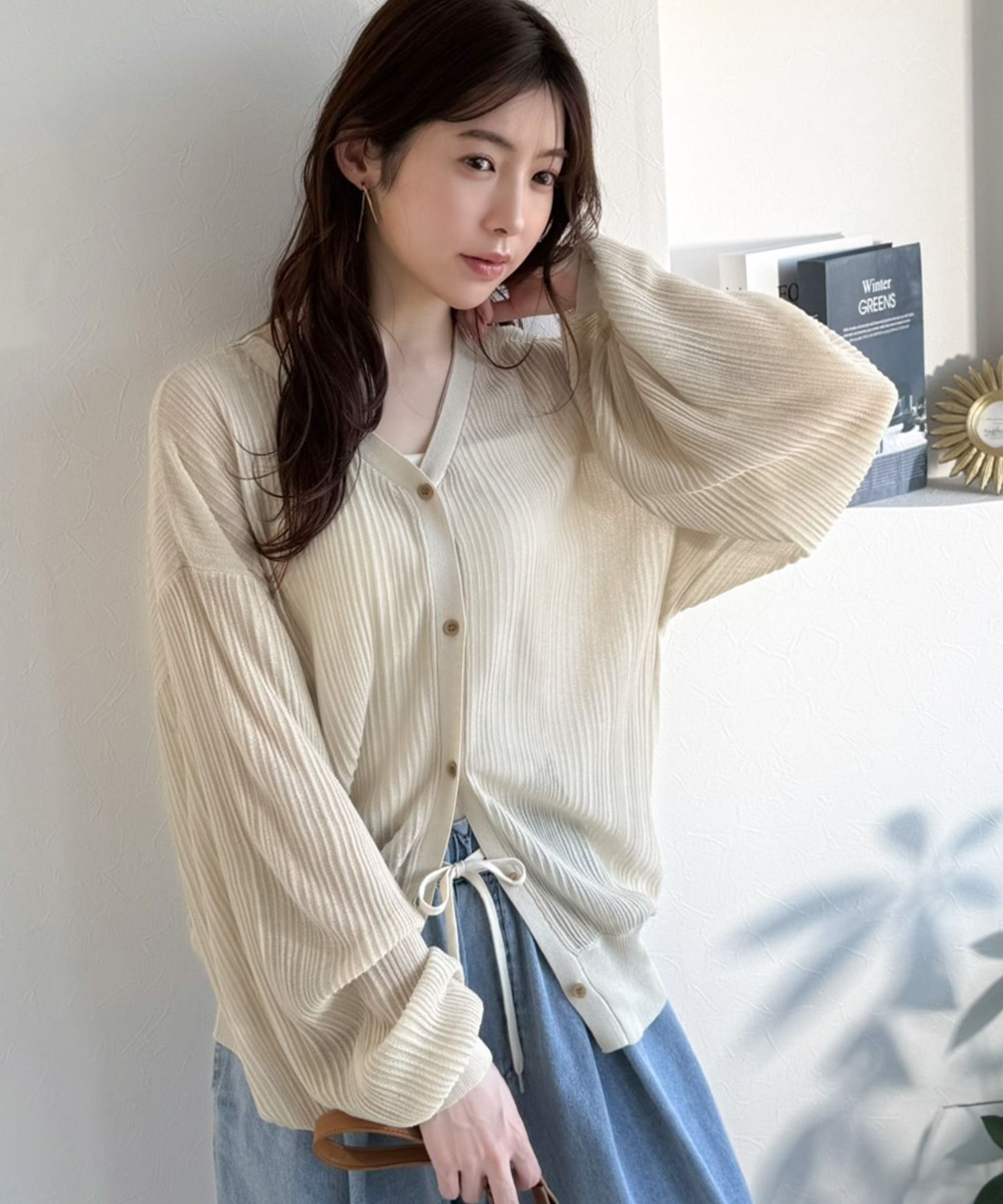 2953 褶襉薄紗開襟衫