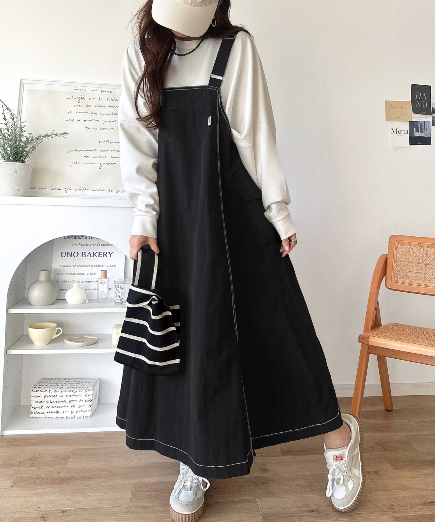 2983 尼龍褶皺背帶裙