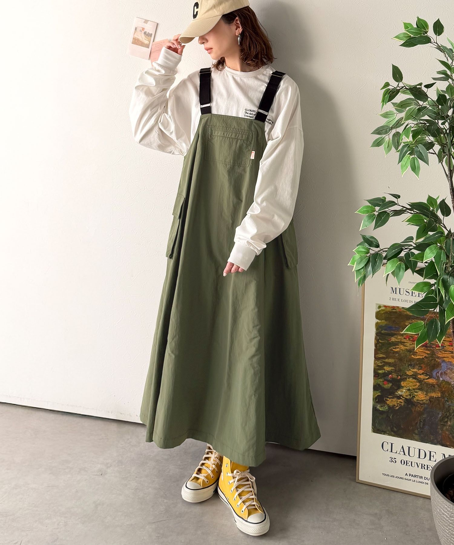 3301 尼龍褶皺背帶裙