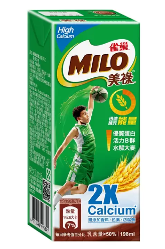 雀巢美祿高鈣可可麥芽牛奶 198ml