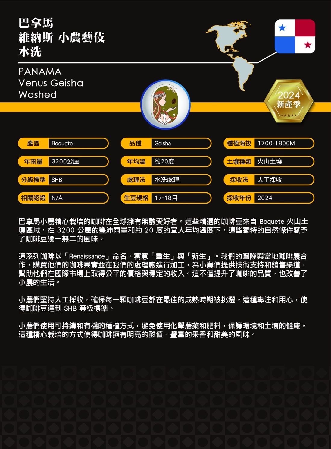 2025巴拿馬 文藝復興系列 維納斯 小農藝伎1kg