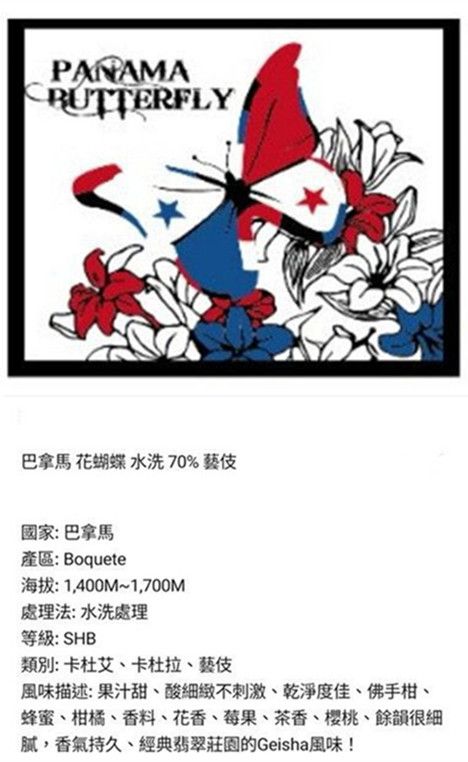 2026巴拿馬 波奎特 花蝴蝶 70%藝伎 水洗