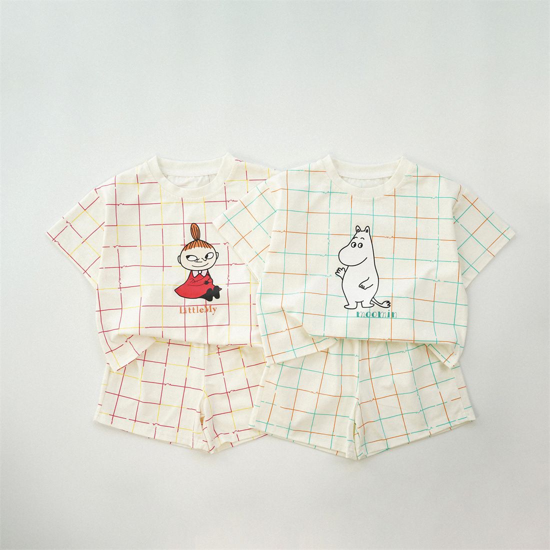 Moomin格紋純棉套裝