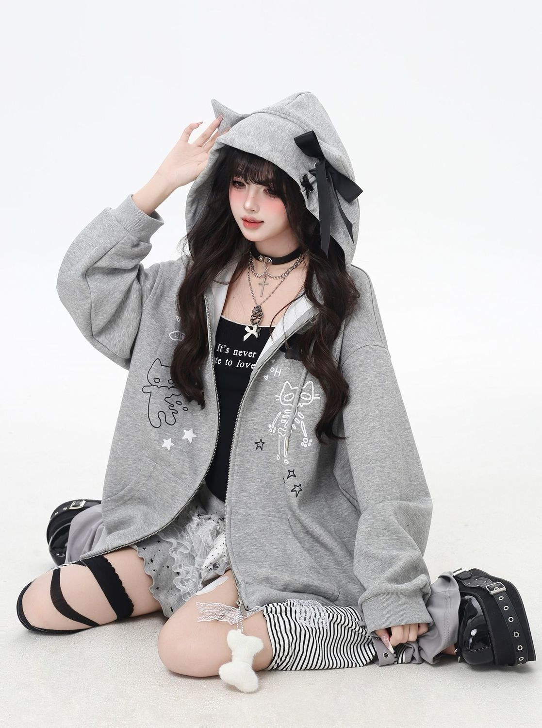 優選面料✨美式復古貓咪耳朵連帽外套