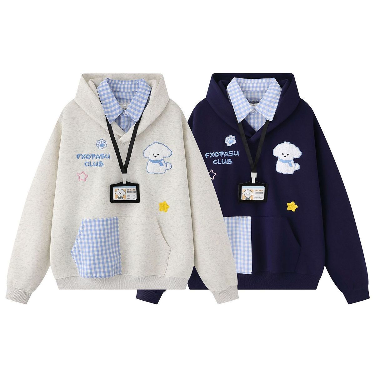 暖心小狗假兩件帽t✨優選面料+銀狐絨（免費贈小狗工牌）（實拍在最後兩張圖（商品描述有具體數據