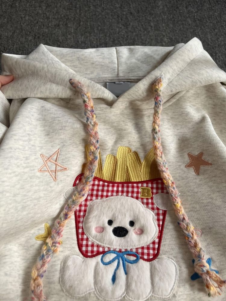 薯條小狗耳朵帽t✨優選面料+銀狐絨（尺寸圖在最後一張