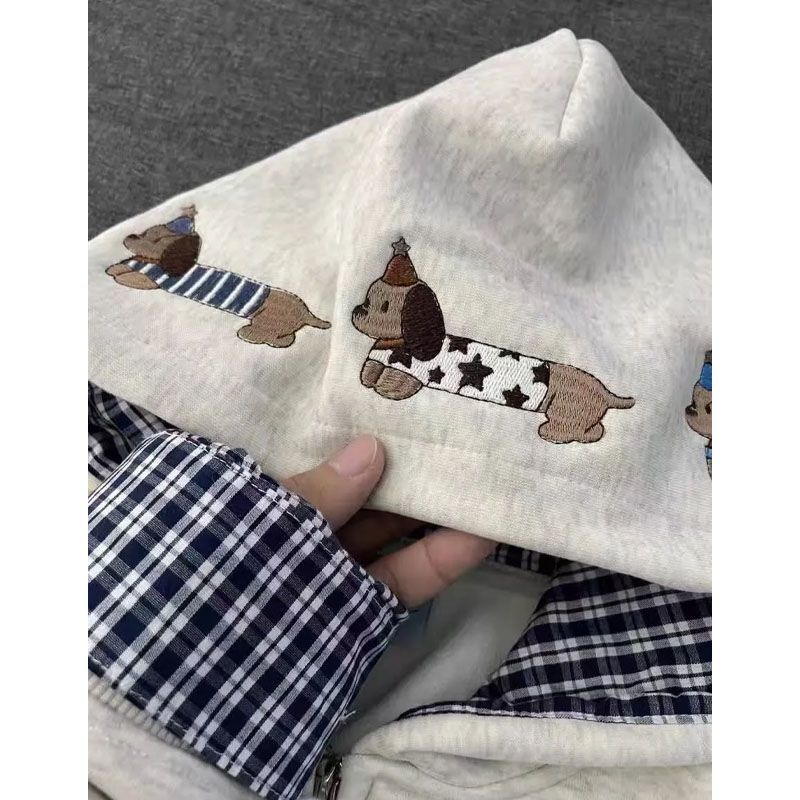 臘腸狗刺繡連帽外套（薄款春秋季適穿！（尺寸在尾圖