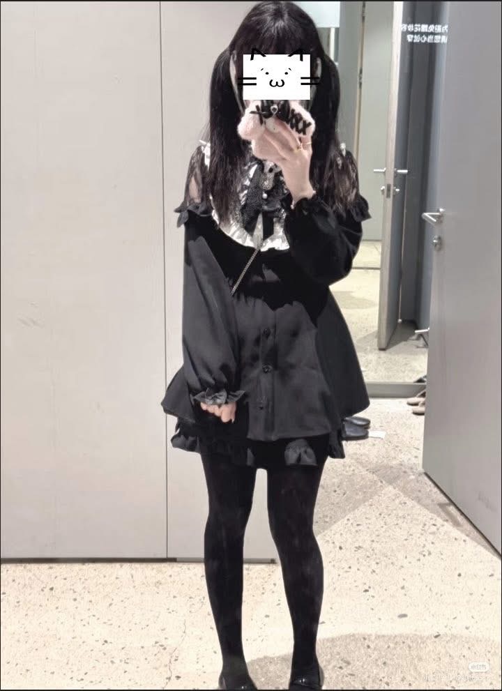 日系地蕾系亞文化女士長袖連衣裙套裝可愛Lolita裙子軟妹裙