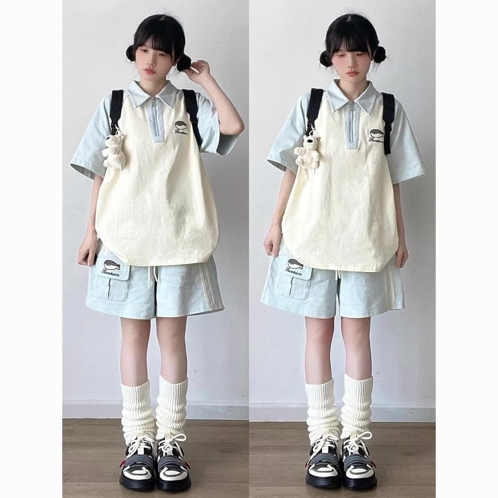 超萌學生👩‍🎓外套➕短褲套裝