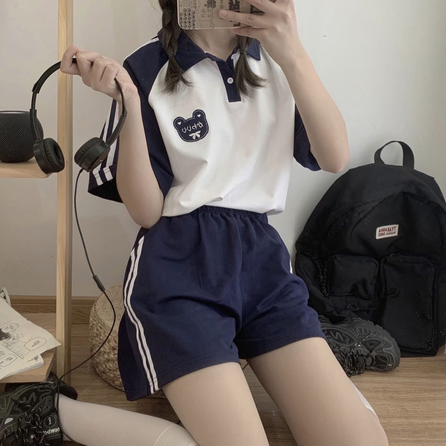 超萌學生👩‍🎓外套➕短褲套裝