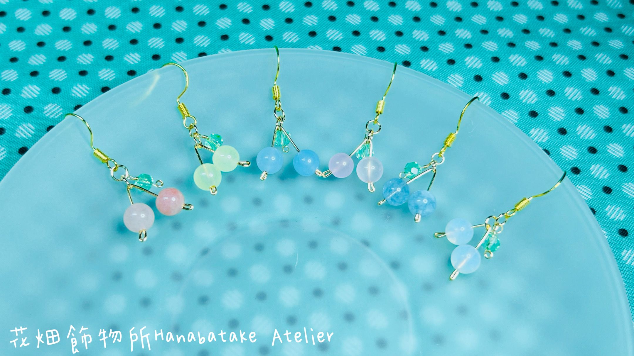 花畑飾物所Hanabatake Atelier ｜日系風耳飾｜珍珠 天然石系列｜櫻桃日和 さくらんぼ日和