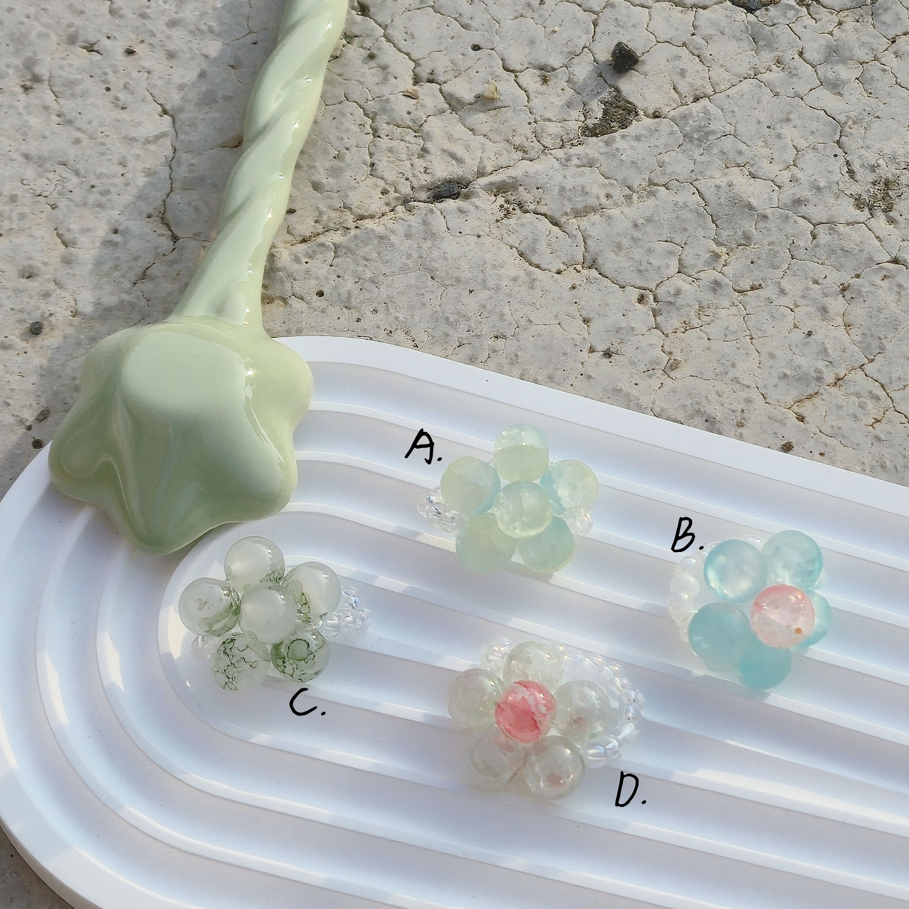 綠色系小花戒指⊹ ࣪ ˖