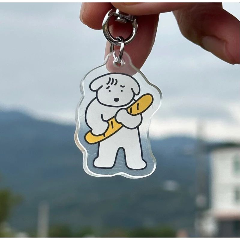法式懶狗狗鑰匙圈🐶🥖可愛壓克力鑰匙圈