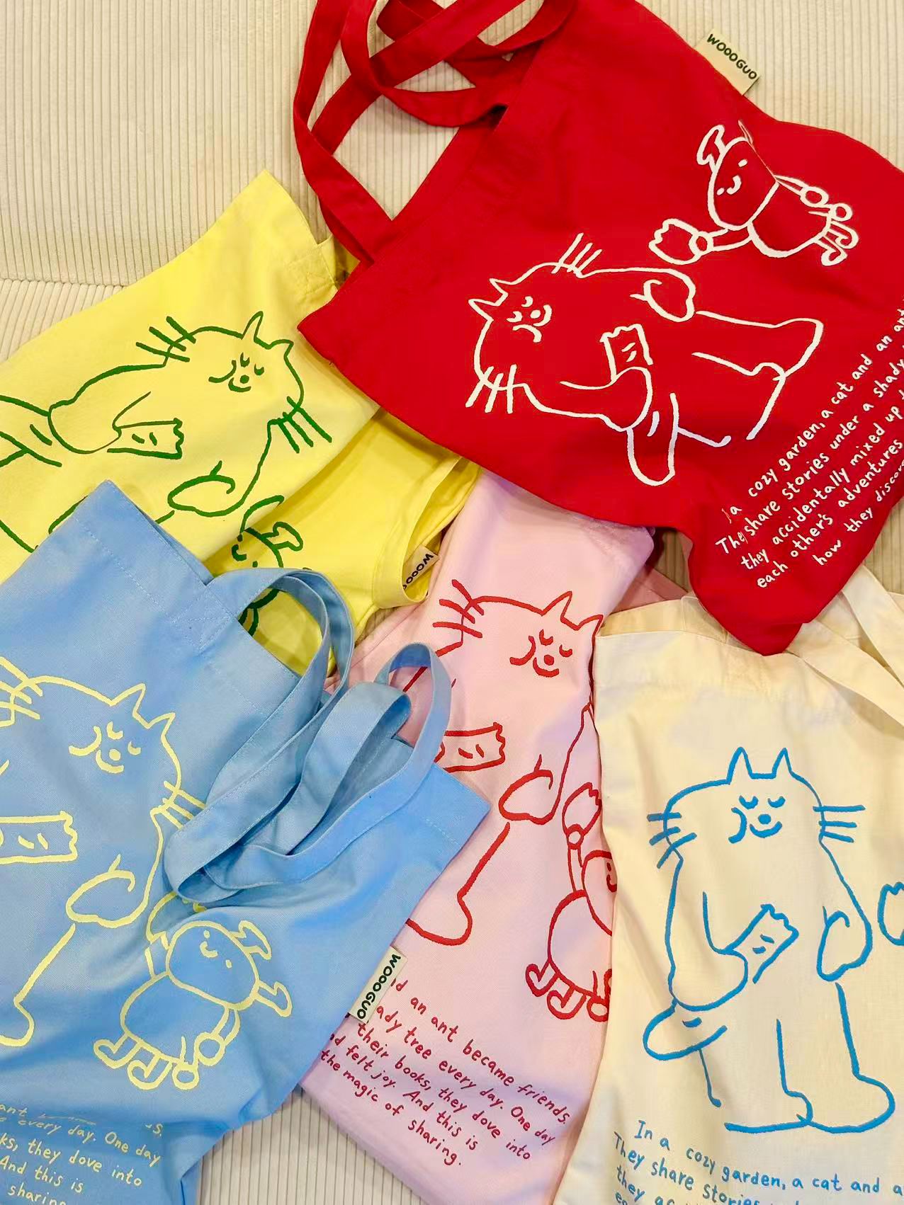 【新上架】貓咪朋友帆布袋 （5色）💛 法式帆布包 日常通勤托特包