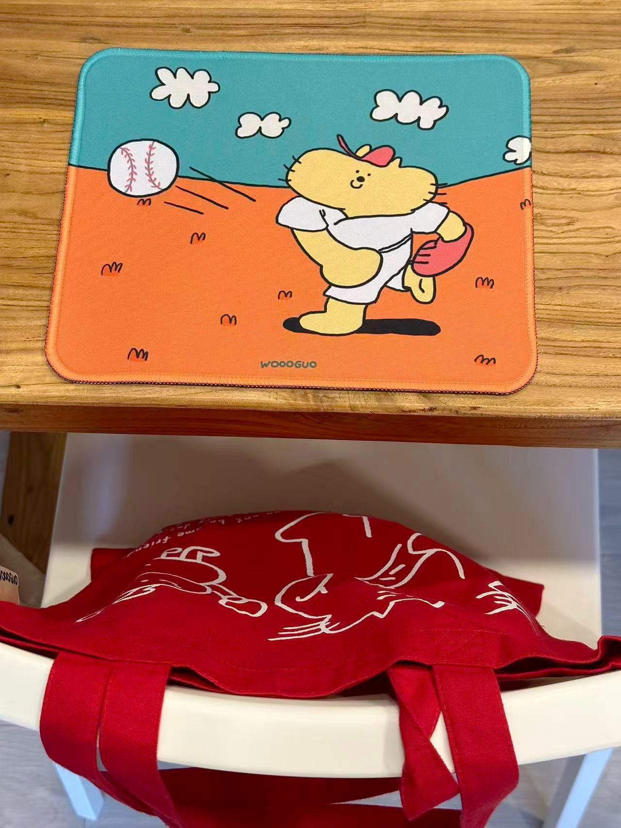 【WOOOGUO】可愛滑鼠墊🐶🐱（2款） 鼻涕狗 臉臉貓 棒球 辦公室 學生用