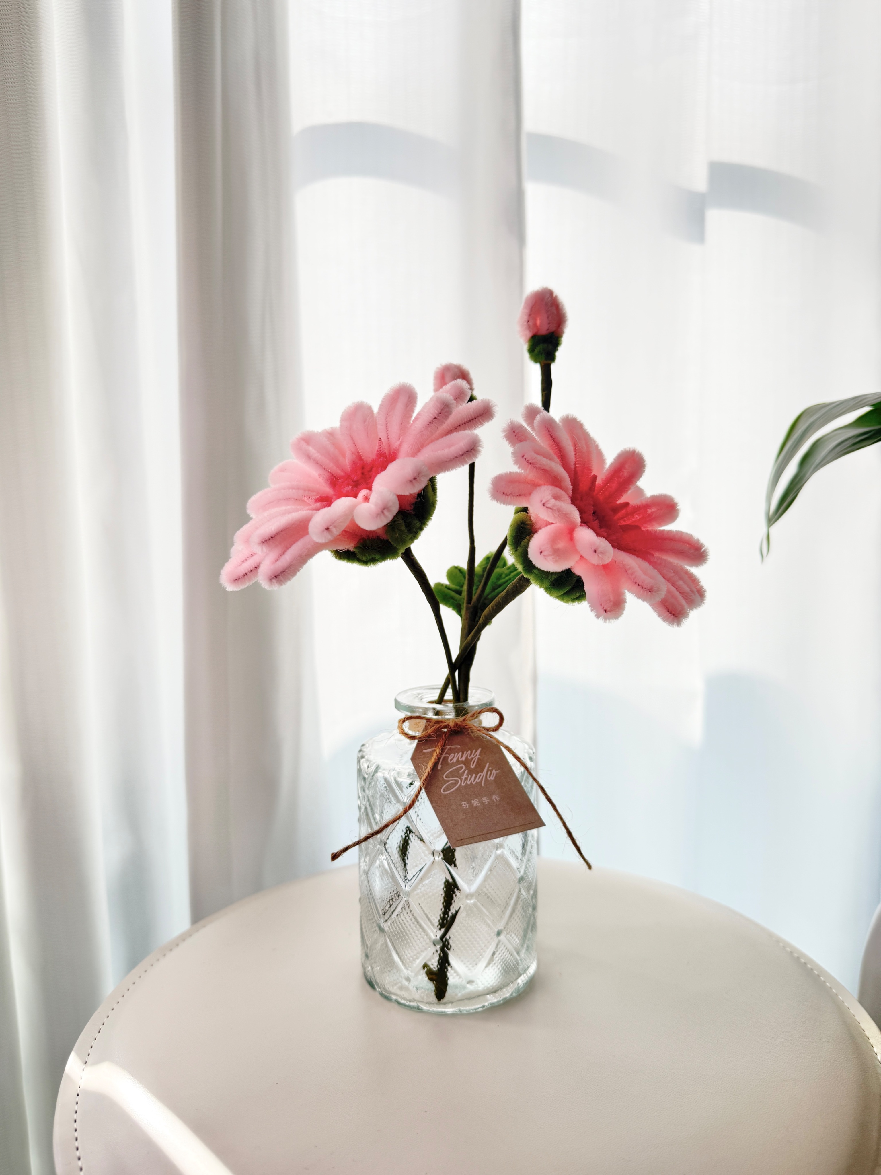 粉色非洲菊 Gerbera - 純手工花瓶組