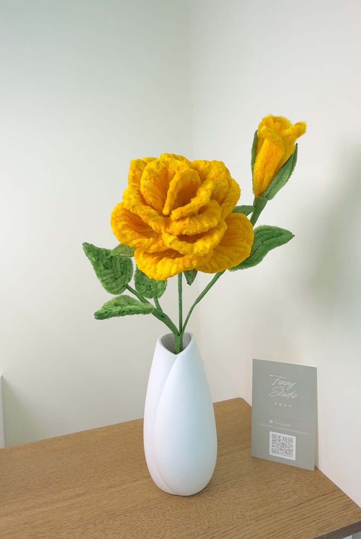 復古黃玫瑰花瓶組 Vintage yellow roses 純手作玫瑰花