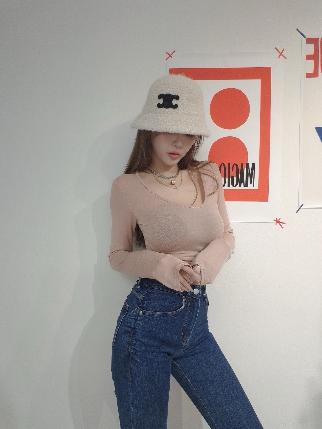 5903 圓領收腰面膜T