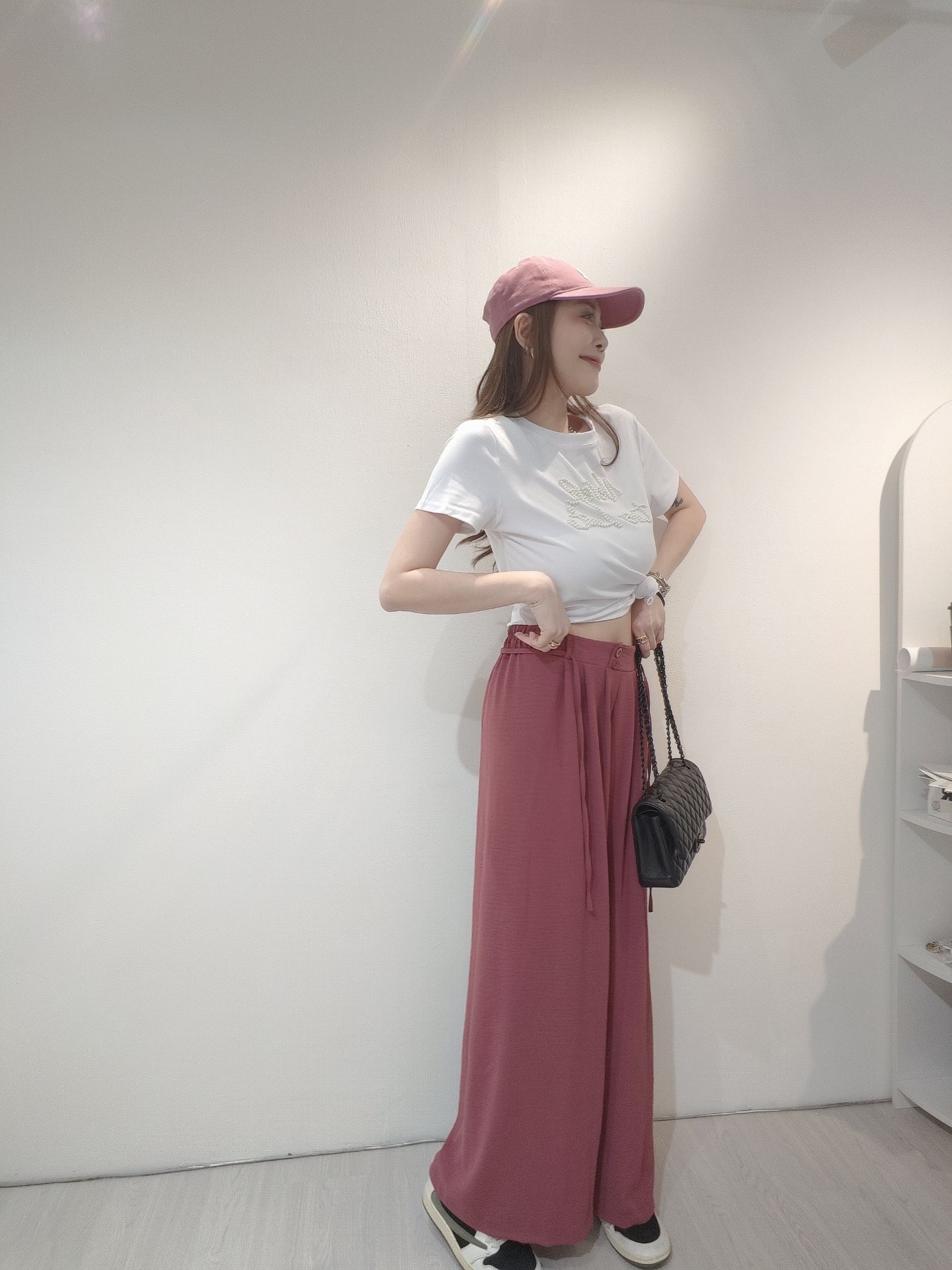 860 里肌紋涼感紡料寬褲