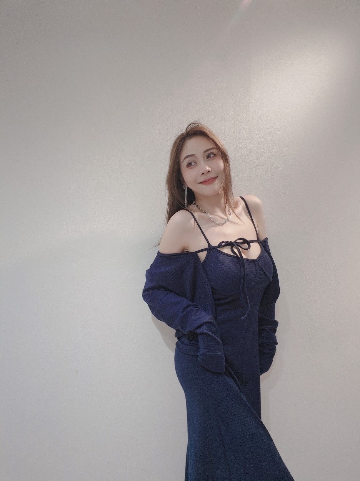 6718 波波美胸兩件套長洋裝