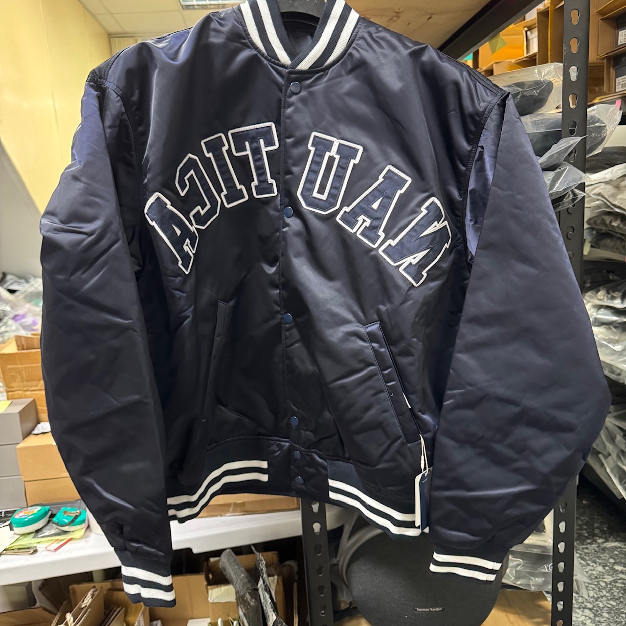 Nautica反字刺繡飛行夾克棉服