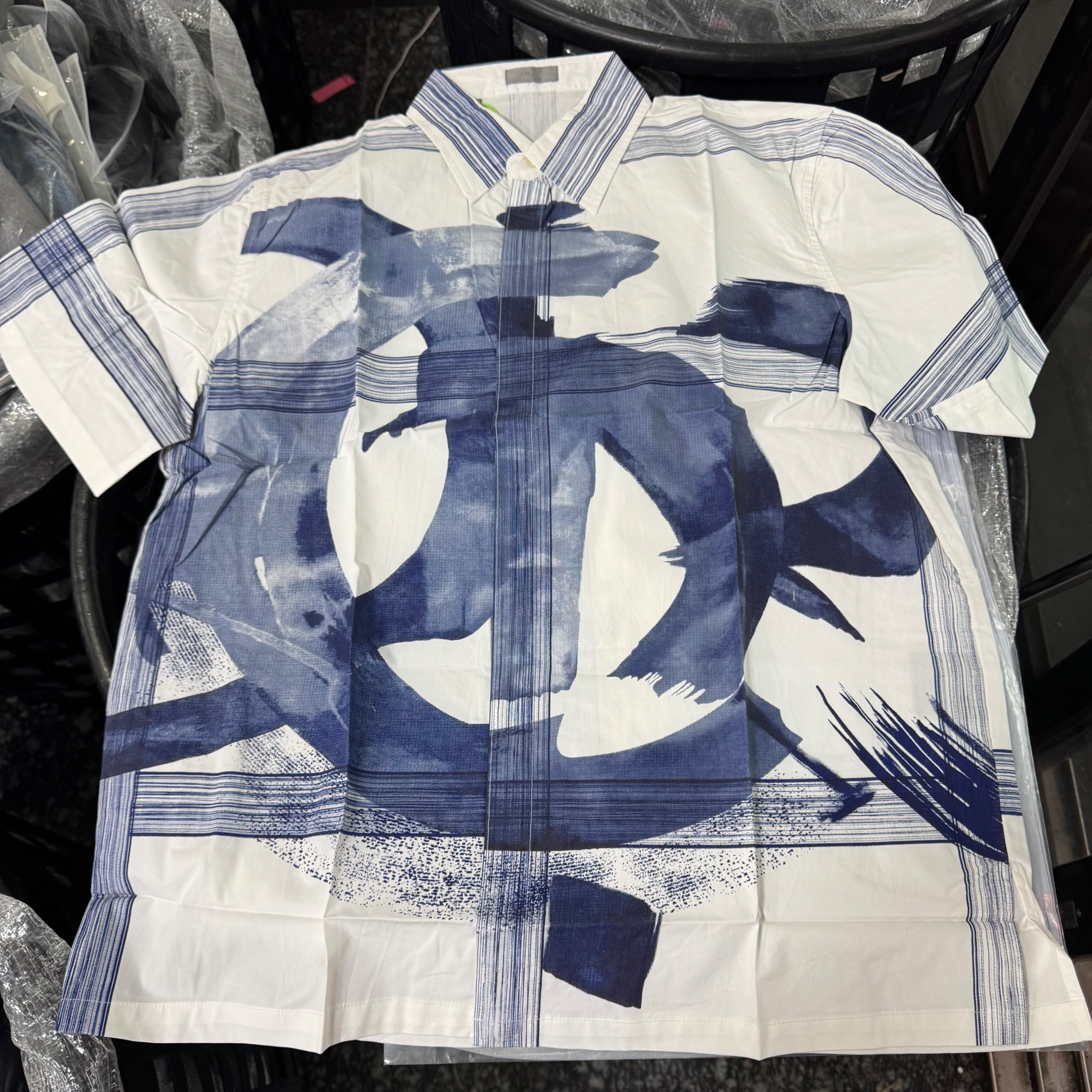 Dior水彩字母短袖襯衫L