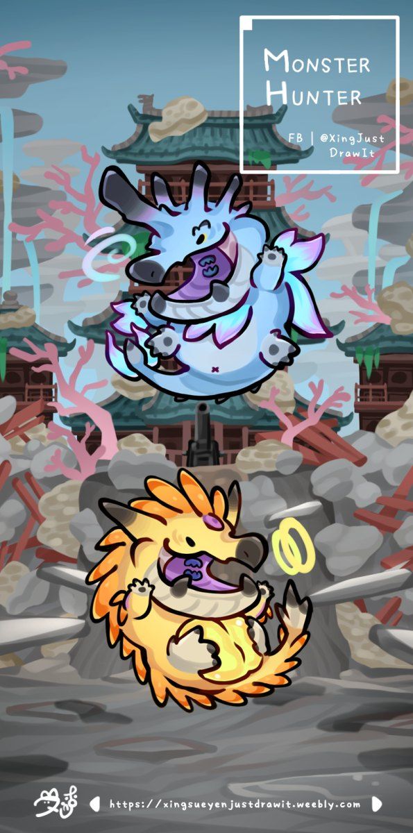魔物獵人-風神雷神 嵐龍 火芽水藝 怨虎龍 壓克力串接吊飾