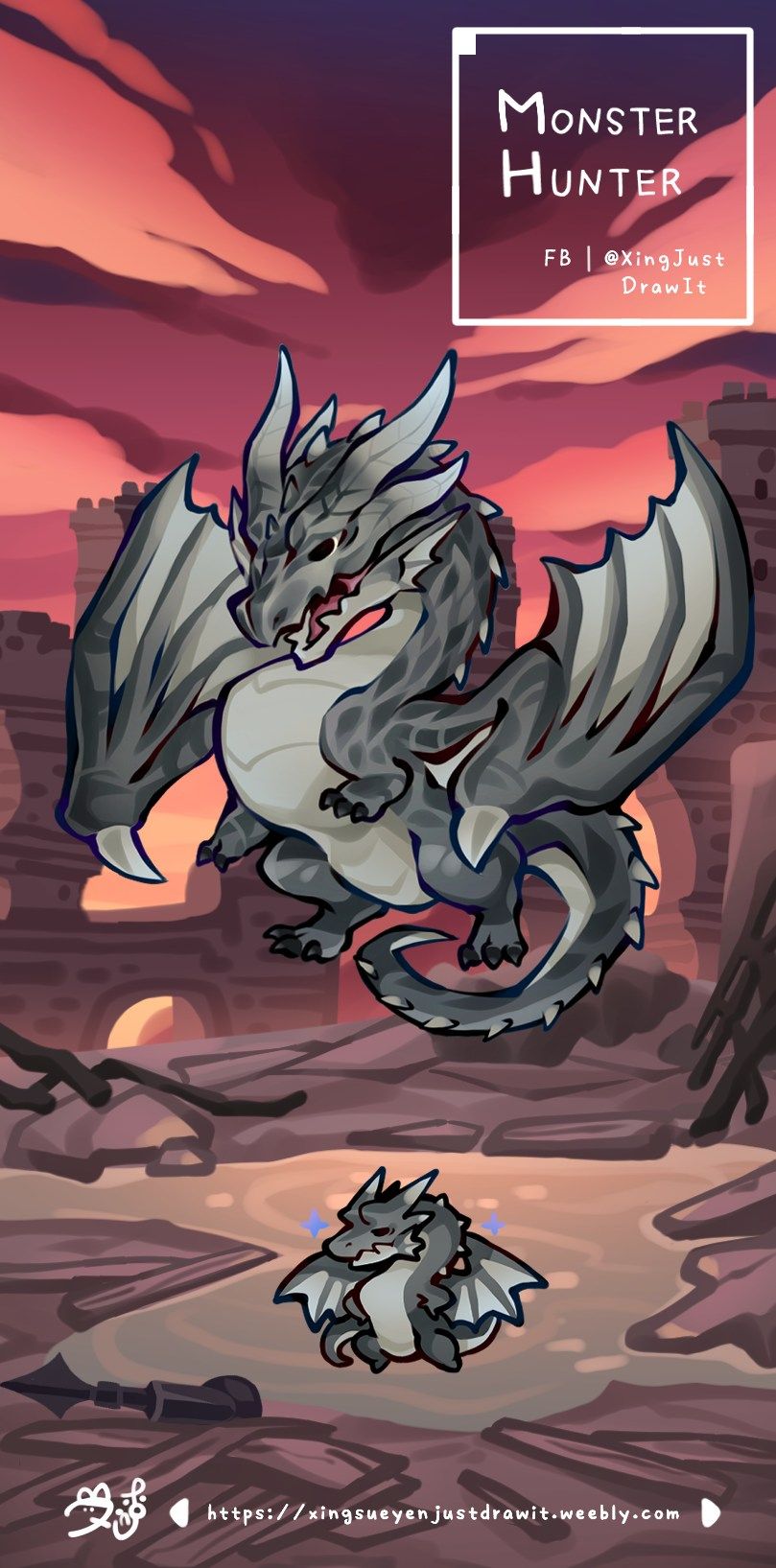 魔物獵人-鷺鷹龍 黑龍 炎王炎妃 煌雷龍 壓克力串接吊飾