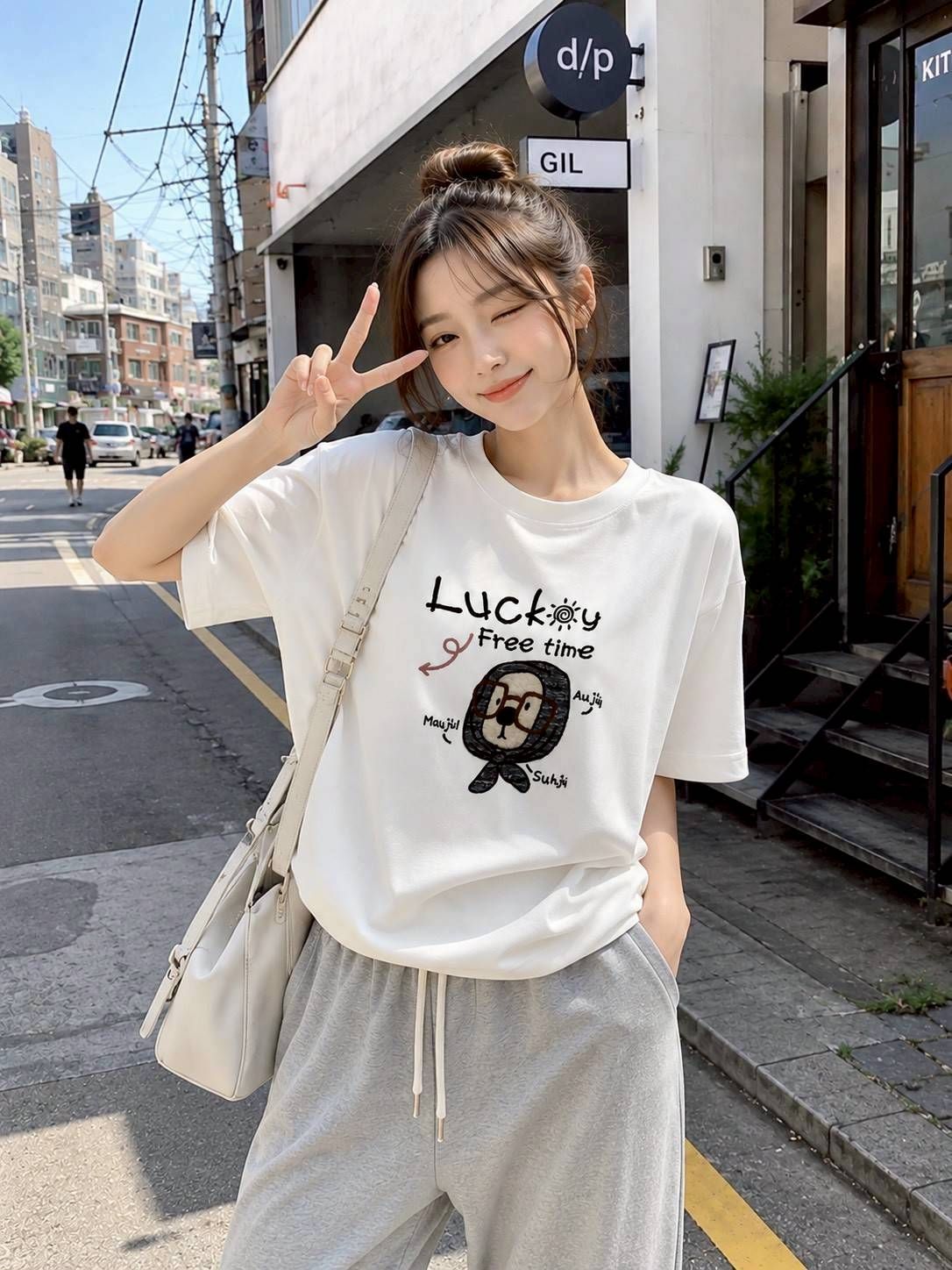 超可愛頭巾眼鏡小狗燙絨毛巾繡T shirt