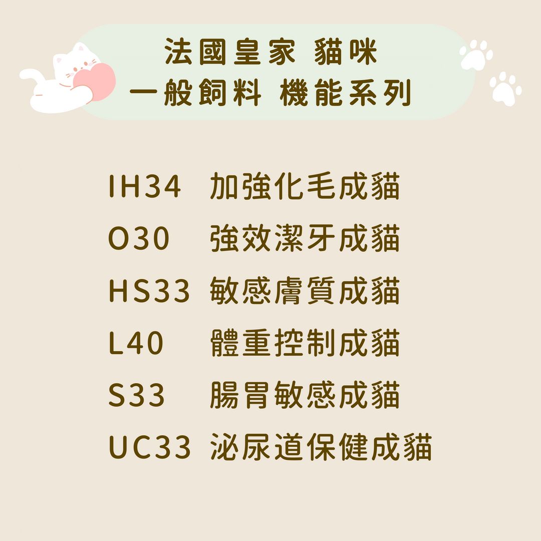 法國皇家 貓咪 一般飼料-機能系列