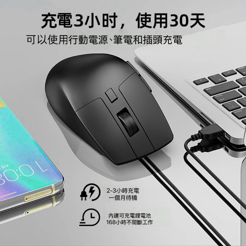 人體工學無線滑鼠 靜音充電款 多系統通用