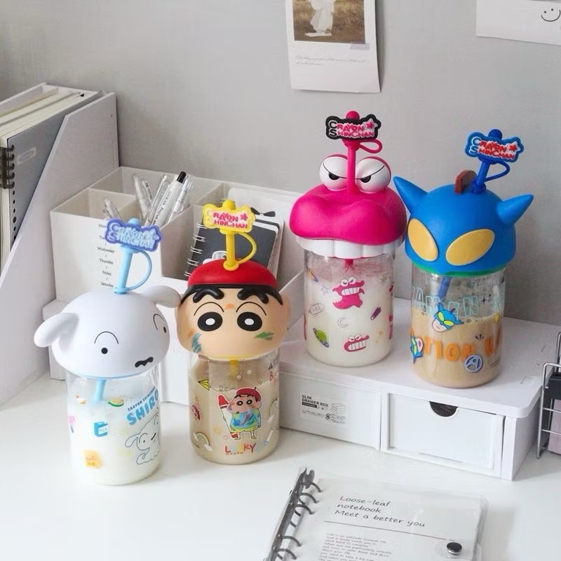 💕在台現貨24h內寄出💕 畢業禮物🎁蠟筆小新造型玻璃水杯😍