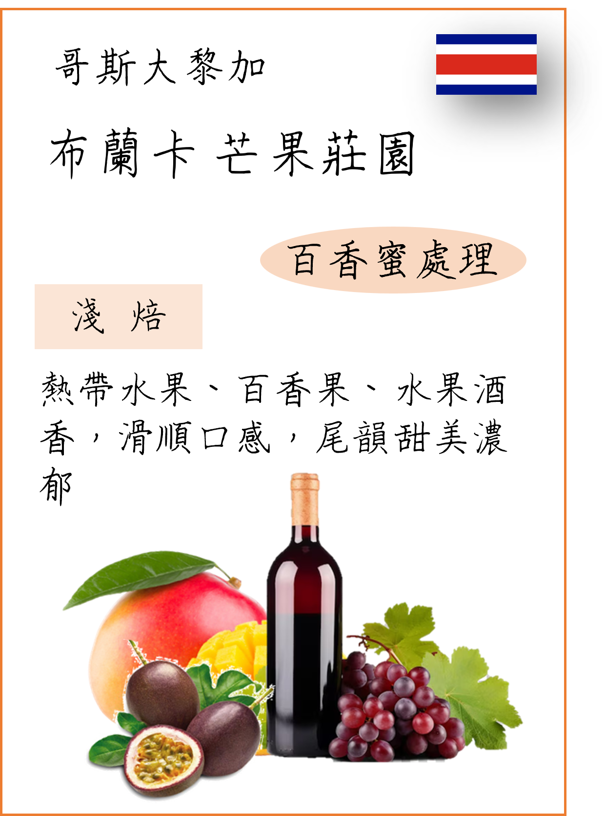 【丸義咖啡】哥斯大黎加 布蘭卡 芒果莊園 百香蜜處理 | 淺焙