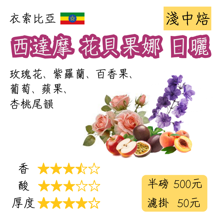 【丸義咖啡】衣索比亞 西達摩 花貝果娜 日曬 | 淺焙