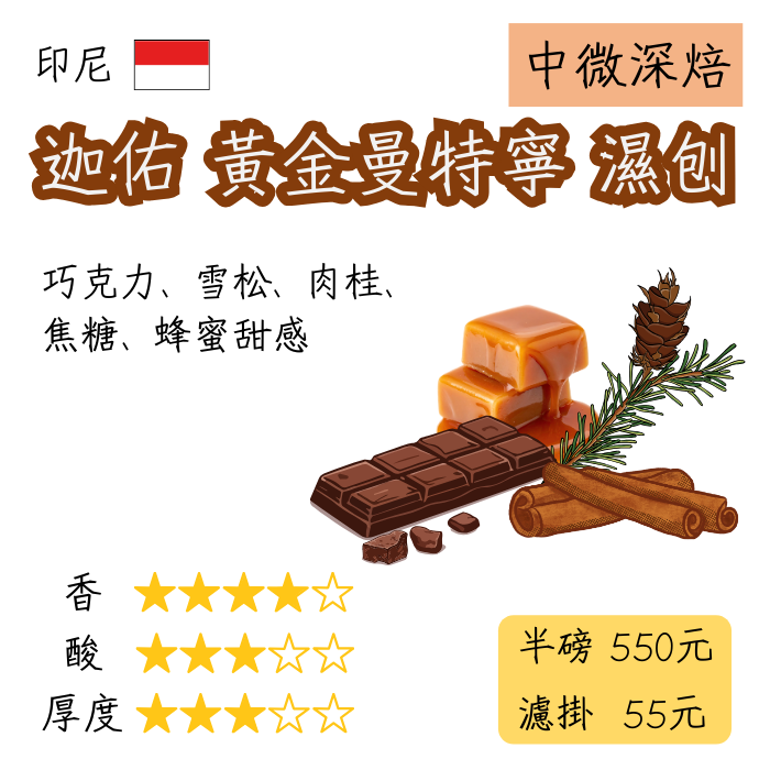 【丸義咖啡】印尼 黃金曼特寧 水洗 | 中深焙