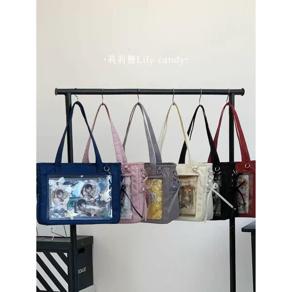 【L18】莉莉糖 原創自制痛包-布面甜美綁帶托特-大容量通勤單肩斜挎包包