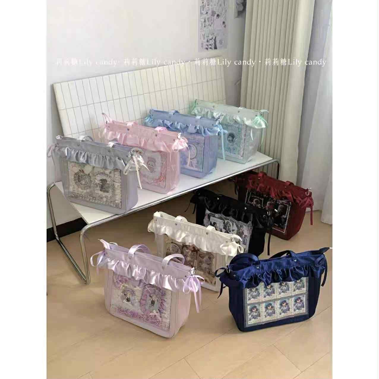 【L28】莉莉糖 新款原創痛包荷葉邊緞面大容量甜美風痛包單肩斜挎包包