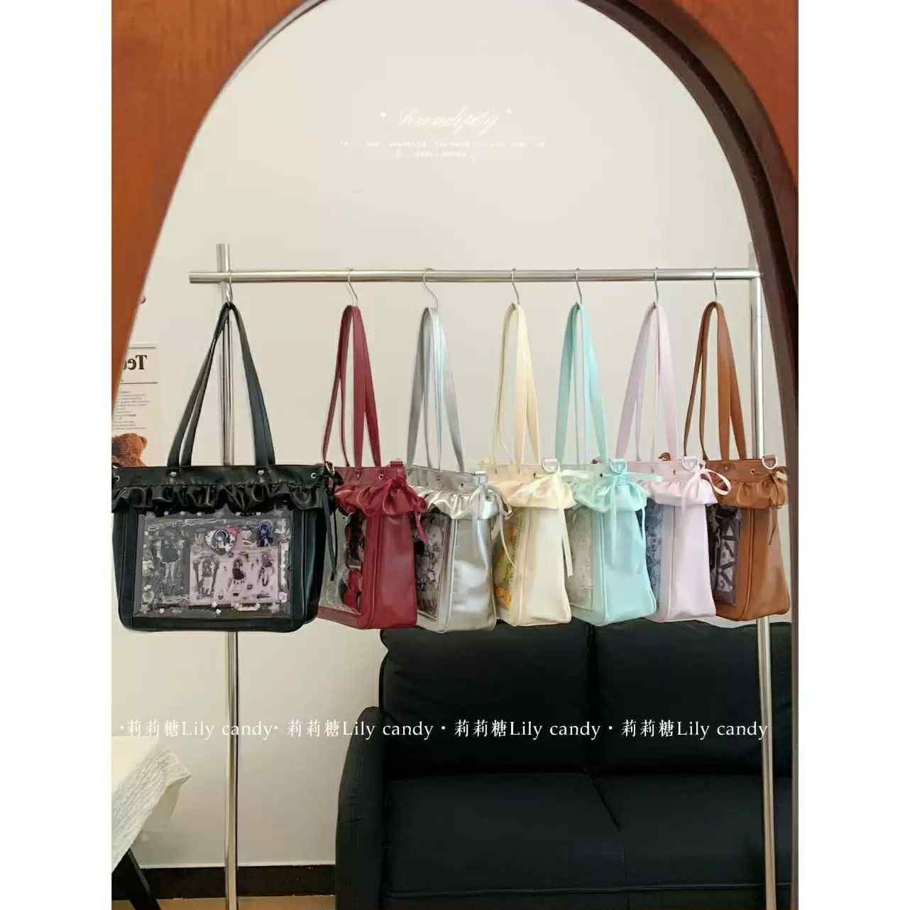 【L30】莉莉糖 新款原創痛包荷葉邊皮面大容量甜美風痛包單肩斜挎包包