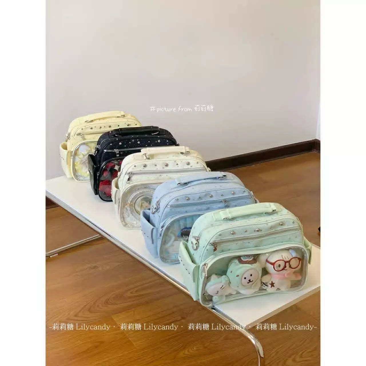 【L32】莉莉糖 原創斜紋星星痛包清新可愛雙肩單肩斜挎痛包通勤百搭包包