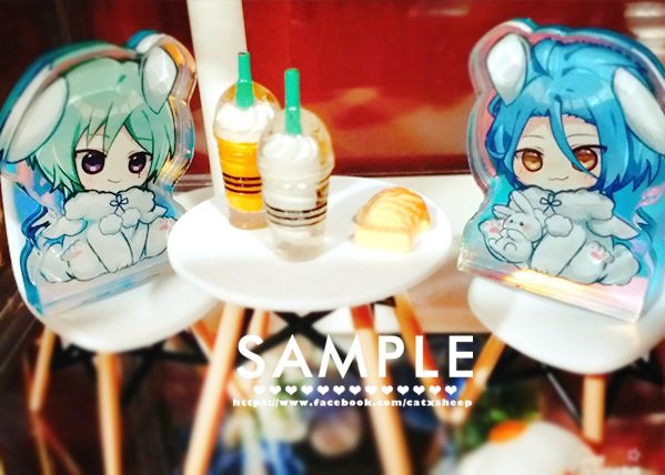 【兩款一組】◆あんスタ／合奏明星／偶像夢幻祭◆ 6X6cm炫光 飯友厚壓克力 動物裝坐姿Ver.