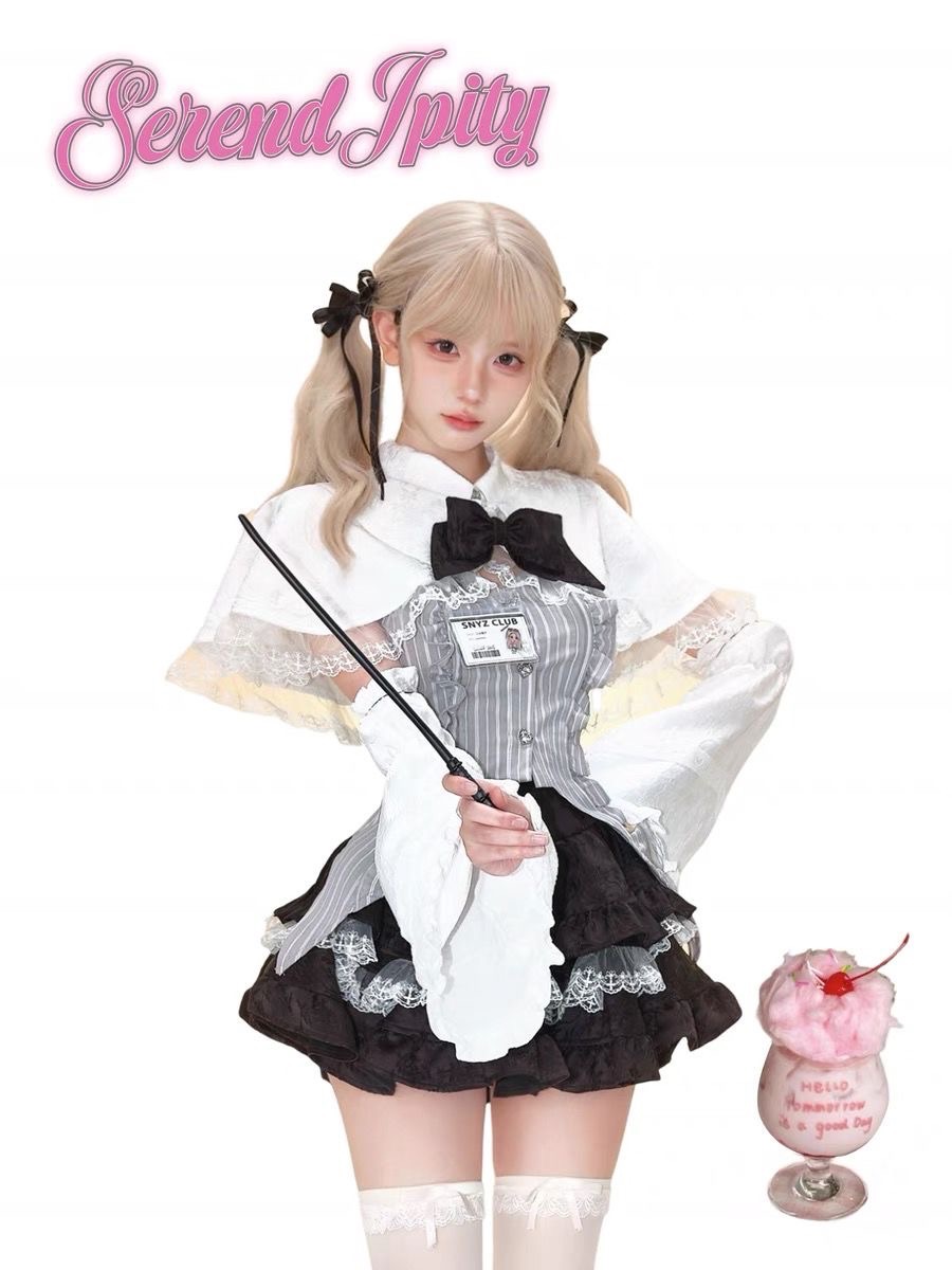 少女椰子學院系 魔法教主 夏季套裝防曬鬥篷+背心上衣+蛋糕半裙