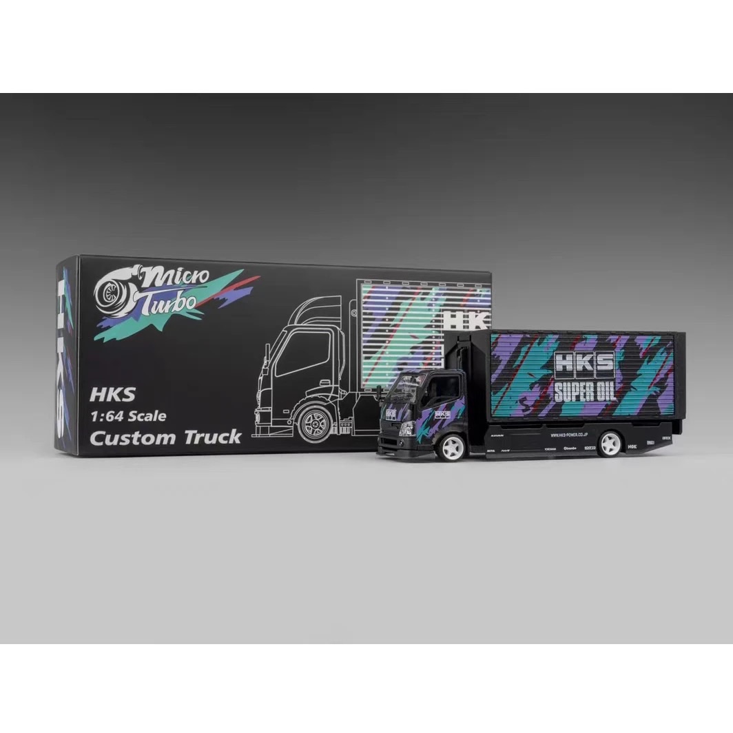 MicroTurbo MT 1:64 改裝貨車 全落地廂式拖車 仿真合金車模收藏