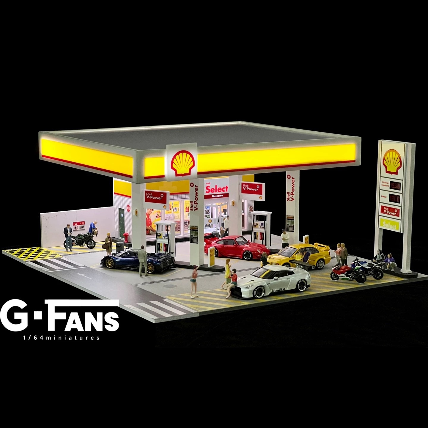 1/64 G-FANS燈光版場景殼牌加油站