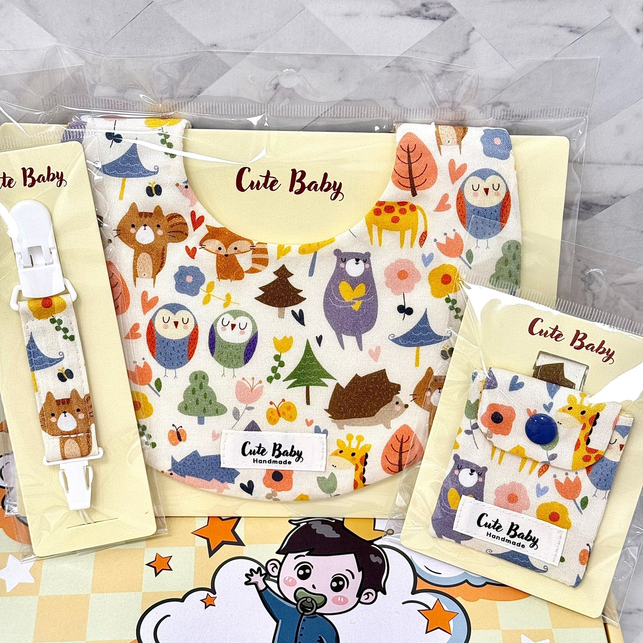 手作圍兜、奶嘴練、平安符袋