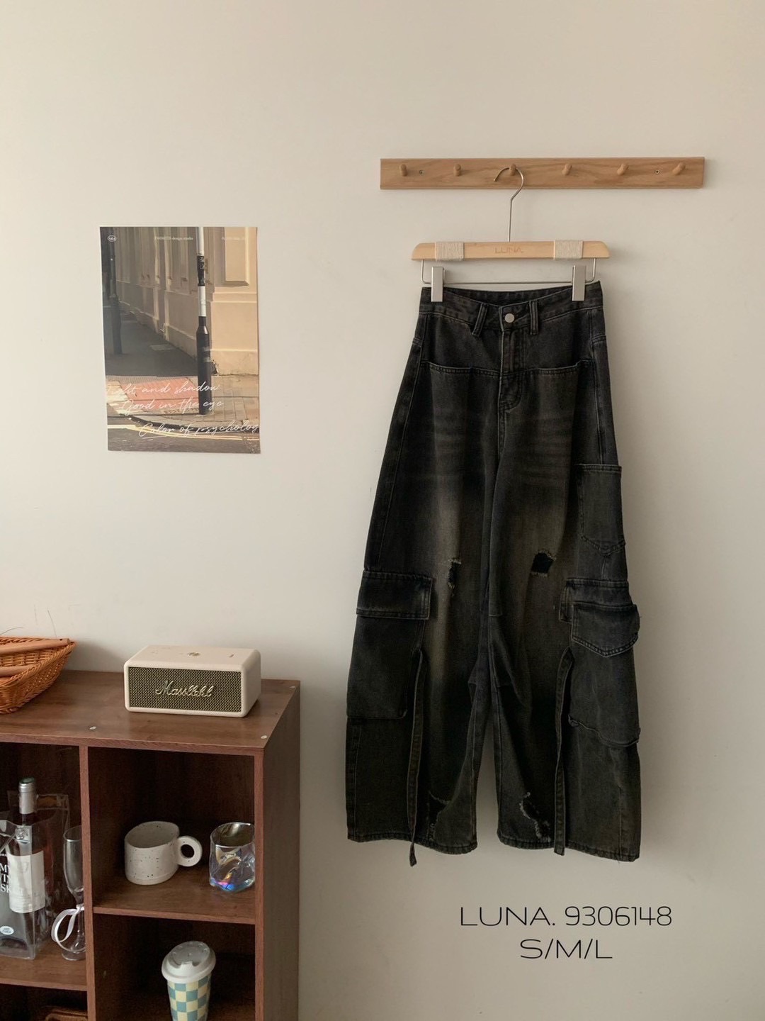 預購✨ 韓系復古刷破牛仔工裝褲