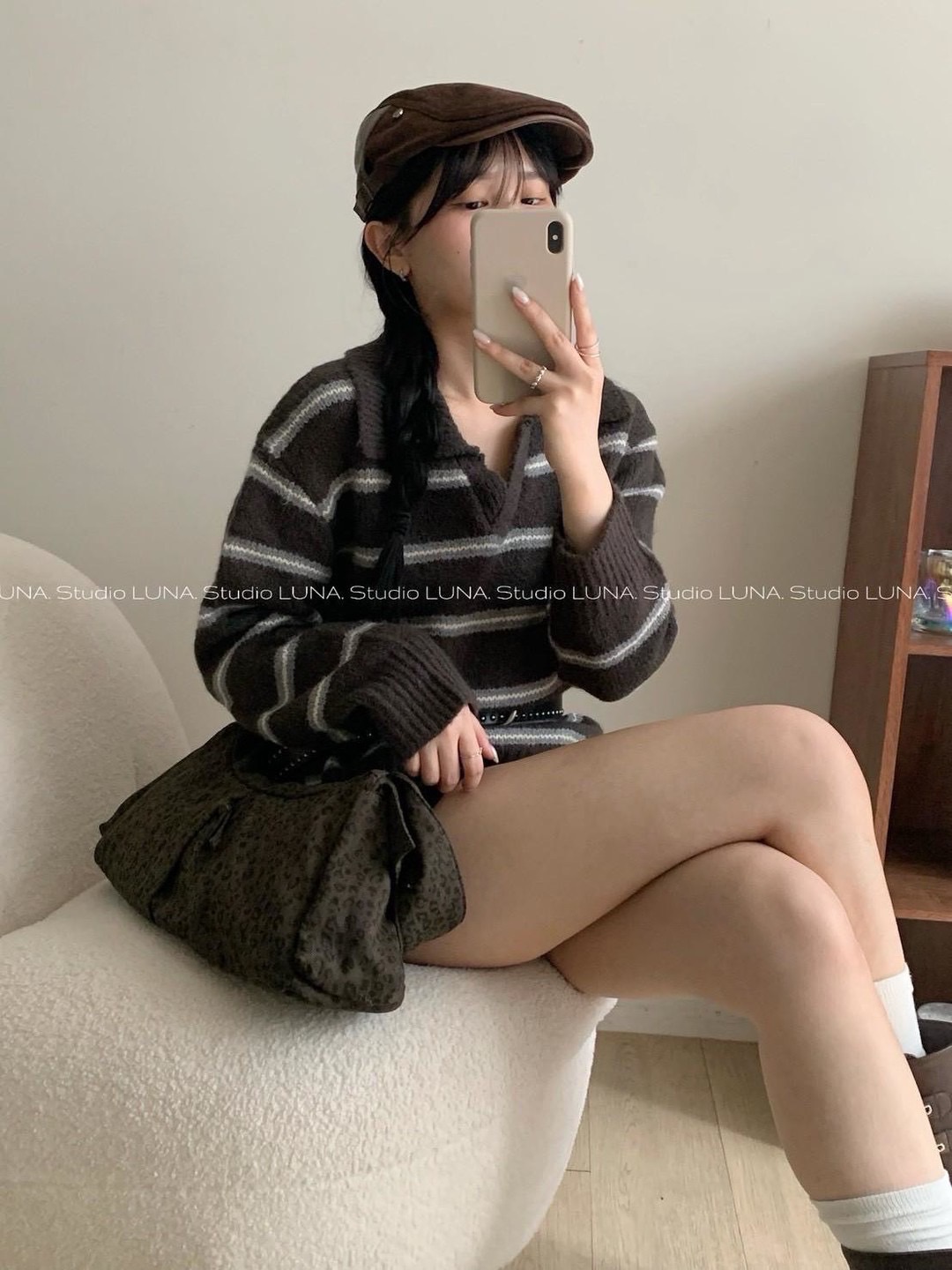 預購✨ 溫柔復古條紋翻領針織上衣