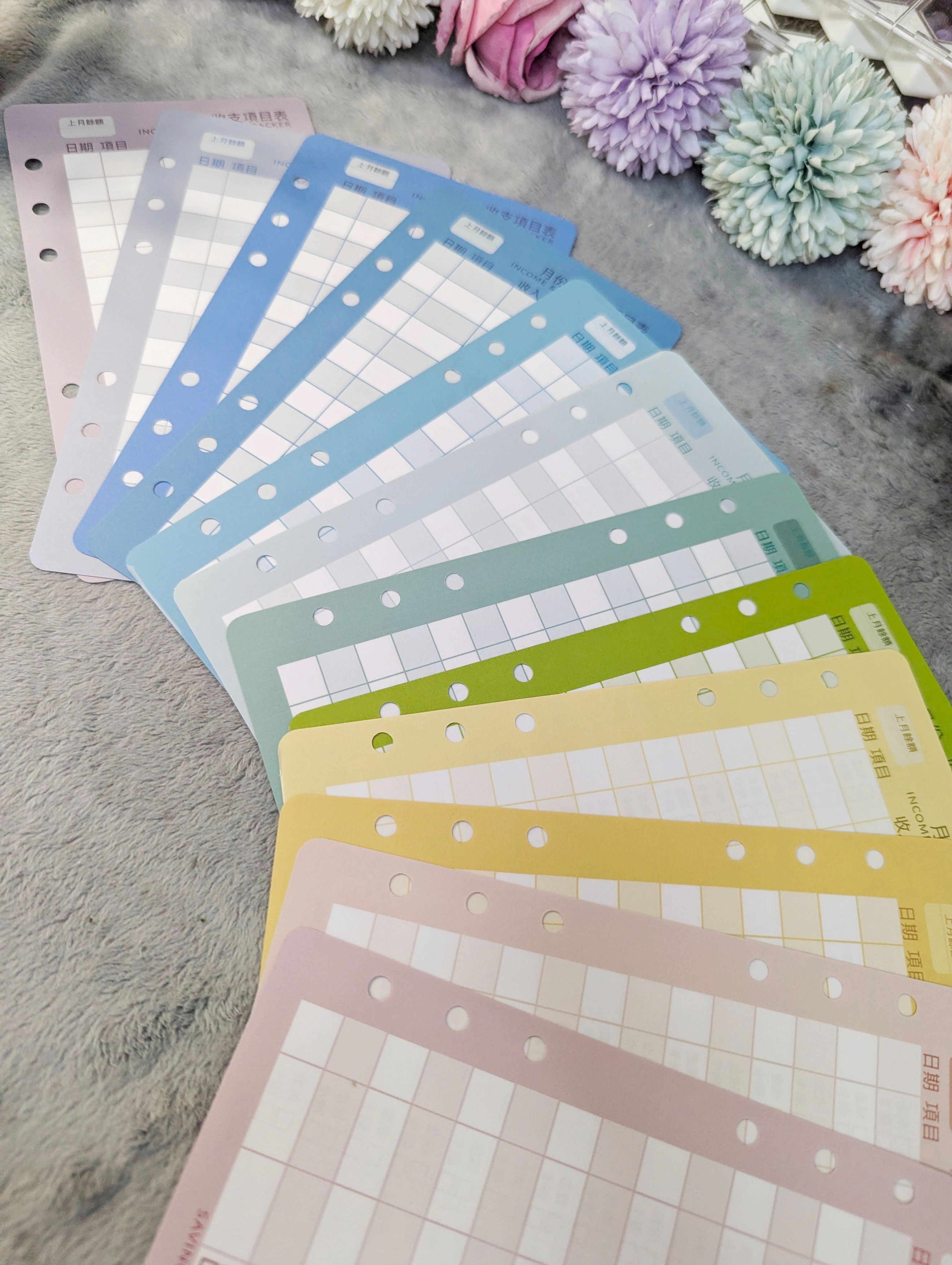 存錢挑戰系列 月收支項目表 六孔 雙面可用 兩種材質款式 12色可選