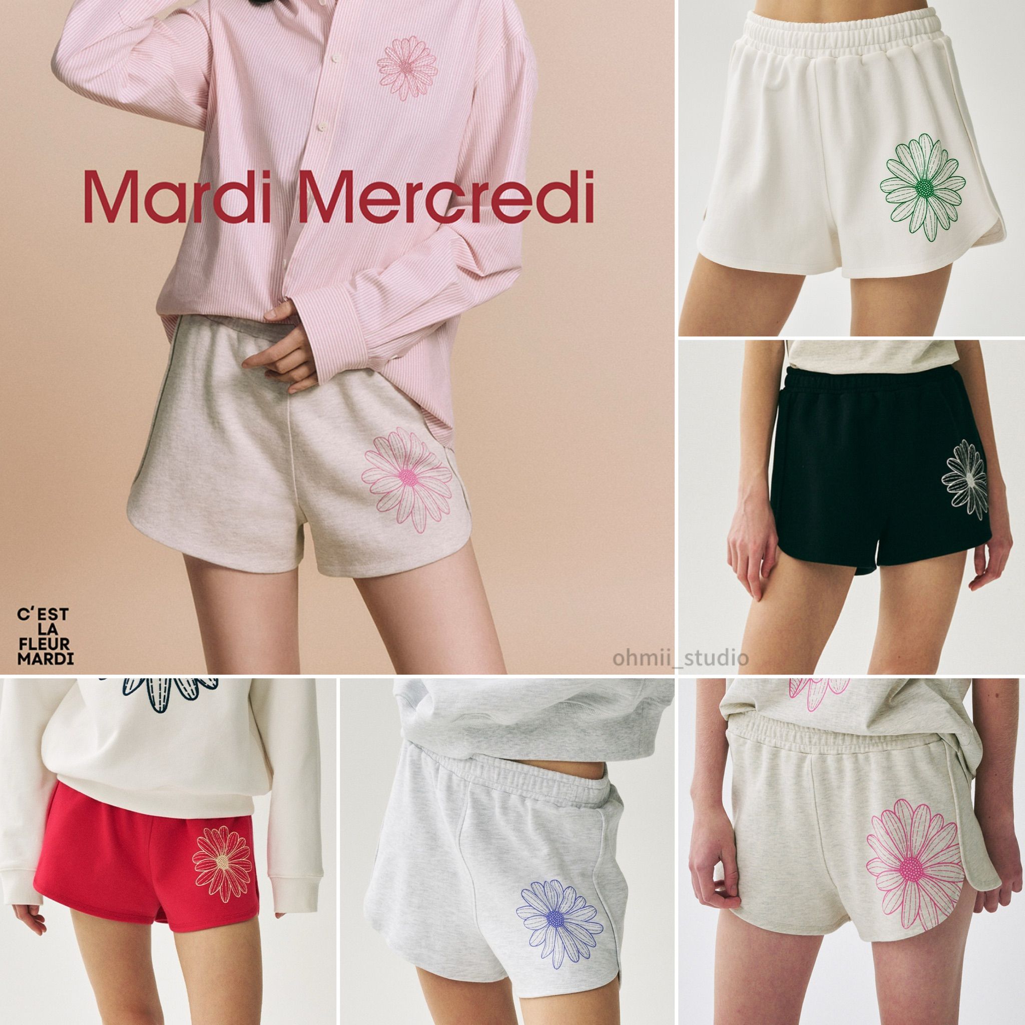 （現+預）Mardi Mercredi  休閒短褲 運動短褲 小雛菊logo