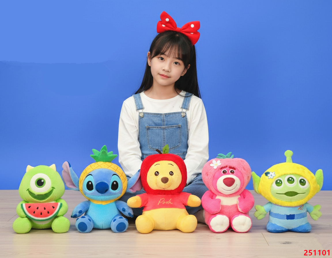 迪士尼 小熊維尼 草莓熊 熊抱哥 三眼怪 大眼仔 史迪奇 水果裝 水果娃娃 水果裝系列 娃娃 disney 全新正版
