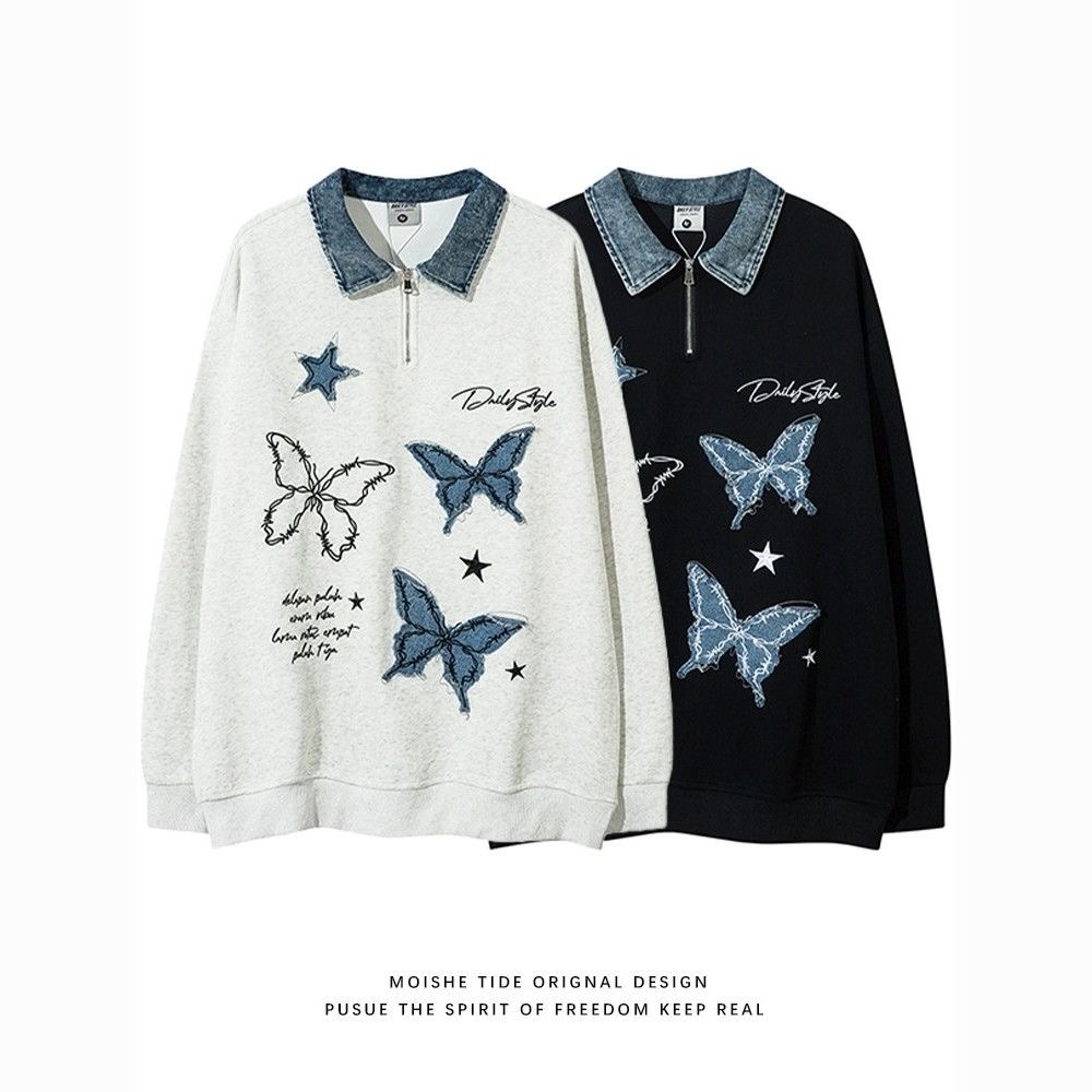 推薦必收🦋設計感滿滿！牛仔拼布秋冬上衣